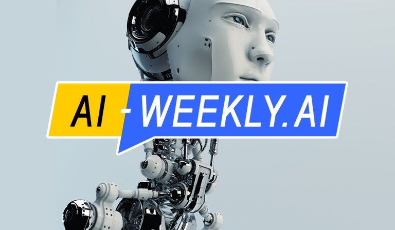 AI-Weekly for Tuesday, March 26, 2024 - Volume 105. The cover of the AI-Weekly newsletter features a humanoid robot with a notably detailed face, resembling a human, but with visible mechanical parts at the neck and in place of ears. The robot's face is a matte white material with a neutral expression and blue eyes. One of its eyes appears to be a camera lens. The head and neck consist of white panels with black details, suggesting sensors or other components. The robot's shoulders and arms are articulated with visible hydraulics and joints, and are metallic in color, possibly chrome or silver. The robot's pose seems passive, with its torso, head, and eyes facing forward. The background is a clean, light blue-grey gradient. Overlaid on the image is the AI-Weekly logo. The logo and the robot are centered, making for a balanced and striking visual composition aimed at suggesting a blend of advanced technology and approachability.