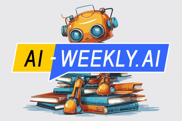 AI-Weekly for Tuesday, April 9, 2024 - Volume 107. This cover of the AI-Weekly newsletter features an illustration of a robot sitting on a pile of books. The robot is characterized by a rounded, orange-colored body with mechanical joints and limbs. It has large, expressive eyes and seems to be looking up, perhaps in thought or curiosity. The robot's head is adorned with what appears to be headphones or audio sensors. It is holding a magnifying glass in its right hand, suggesting it might be engaged in reading or examining something closely. The books under the robot are varied in size and color, with some books stacked neatly while others are spread out. The overall style of the image is cartoony and vibrant, invoking a friendly and studious atmosphere.
