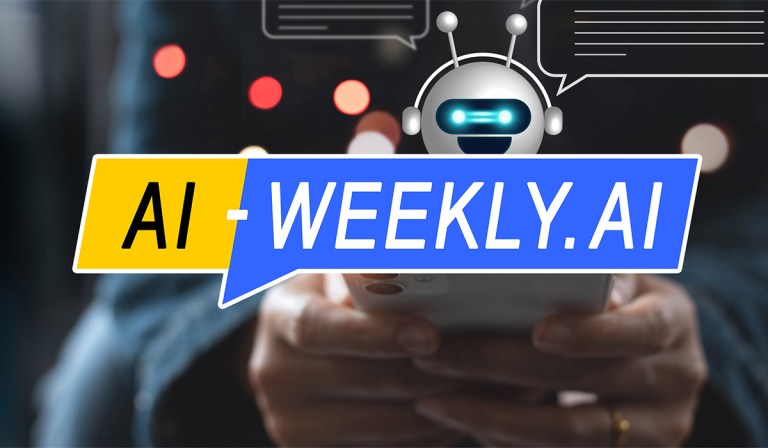 AI-Weekly for Tuesday, May 7, 2024 - Volume 111. This cover of the AI-Weekly newsletter features an out-of-focus individual holding a smartphone. The person appears to be wearing a jacket and is situated against a backdrop that suggests an urban night scene with bokeh lights, likely representing city lights or traffic. The phone is in clear focus, showing a camera system on the back, suggesting a modern smartphone design. Floating above the phone is a stylized representation of an AI chatbot. The bot has a round head with a glowing, horizontal eye and two small antennae with spheres on top. It is emitting chat bubbles, indicating its interaction or conversation with the smartphone user. The overall setting suggests a theme of modern communication or technology.