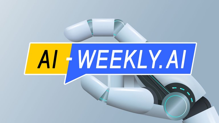 AI-Weekly for Tuesday, November 12, 2024 - Issue 138. This cover of the AI-Weekly newsletter depicts a robotic hand with a sleek, futuristic design is holding a speech bubble-shaped banner that reads 'AI-WEEKLY.AI.' The banner is split into two colored sections: the left side is yellow with 'AI' in bold black text, and the right side is blue with 'WEEKLY.AI' in white text. The robotic hand is segmented with white and light gray components, featuring subtle green highlights along its joints, which add a technological feel. The background is a soft gradient of light gray, providing a neutral backdrop that emphasizes the text and the robotic hand.