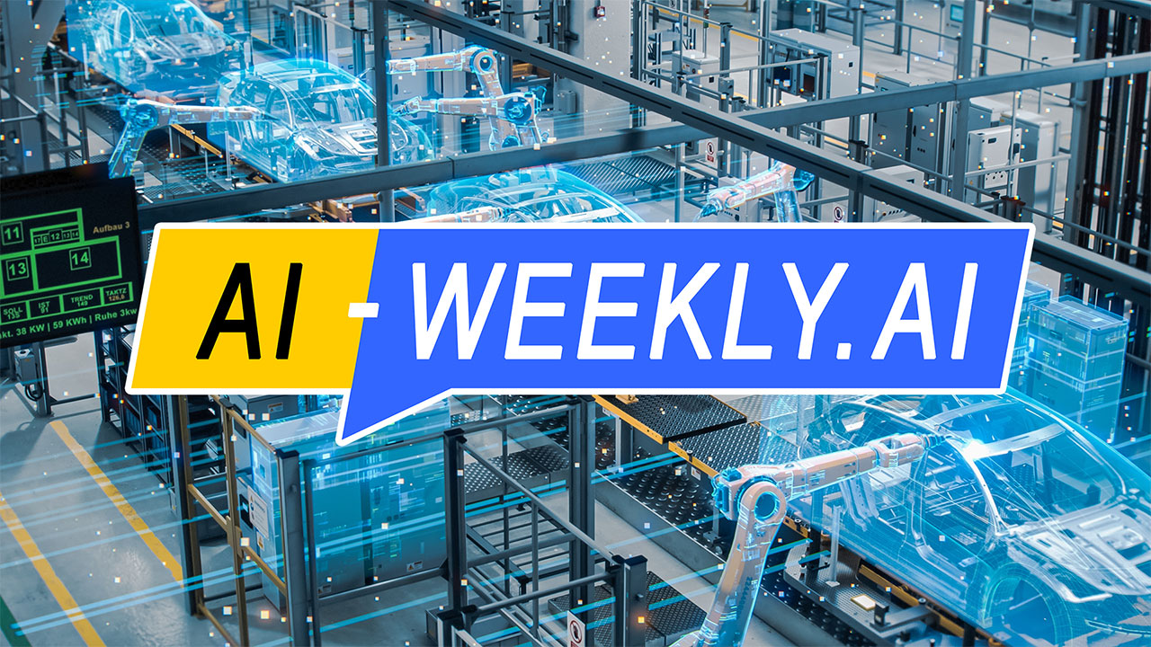 AI-Weekly for Tuesday, December 3, 2024 - Issue 141. This cover of the AI-Weekly newsletter depicts a futuristic automotive assembly line inside a factory, with robotic arms working on partially constructed cars. A digital overlay of holographic blue car models and data visualization highlights the use of advanced technologies, such as automation and AI, to monitor and optimize the manufacturing process. The environment is clean and industrial, with rows of machinery, conveyor belts, and a digital control screen displaying production metrics on the left. The setting conveys precision, efficiency, and innovation in modern car production.