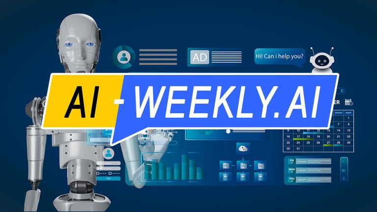 AI-Weekly for Tuesday, March 11, 2025 - Issue 155. This cover of the AI-Weekly newsletter depicts a futuristic digital illustration featuring a humanoid robot with a silver metallic body and blue eyes interacting with a transparent, holographic interface. The interface displays various AI-driven tools, including an AI assistant, chatbot, data analytics, and a monthly planner. A small chatbot icon with a speech bubble saying 'Hi! Can I help you?' appears in the upper right corner. The background is dark blue, with glowing elements, graphs, charts, and data icons emphasizing advanced artificial intelligence and automation concepts. The robot's hand is raised as if selecting or manipulating the floating data.