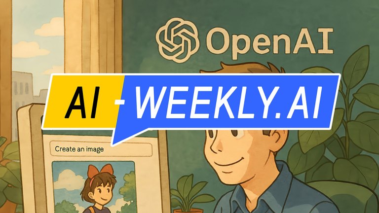 AI-Weekly for Tuesday, April 1, 2025 - Issue 158. This cover of the AI-Weekly newsletter depicts a Ghibli-style still animation of Sam Altman sitting at a desk at OpenAI creating images using ChatGPT.