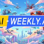 AI-Weekly for Tuesday, March 10, 2026 - Issue 207. This cover of the AI-Weekly newsletter depicts a colorful futuristic cartoon scene of a drone race in the sky above a high tech city, featuring two large AI powered drones with expressive digital faces: a blue drone labeled AI-1 with American flags and glowing circuitry flying from the left with data streams and interface panels suggesting strategy and optimization, and a red drone labeled AI-2 with Chinese flags flying from the right with bright motion trails and panels suggesting evolution and engagement, while many smaller drones fly around them; below, human officials and technicians at control stations look concerned and confused as holographic screens glow, with speech bubbles expressing worries about rapid progress and regulation issues, and a crowd in the distance watches the high speed technological competition unfolding in a vibrant sky filled with clouds and neon futuristic structures.